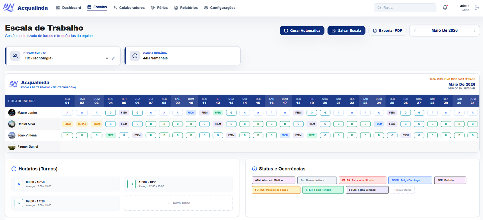 Sistema Web de Escala